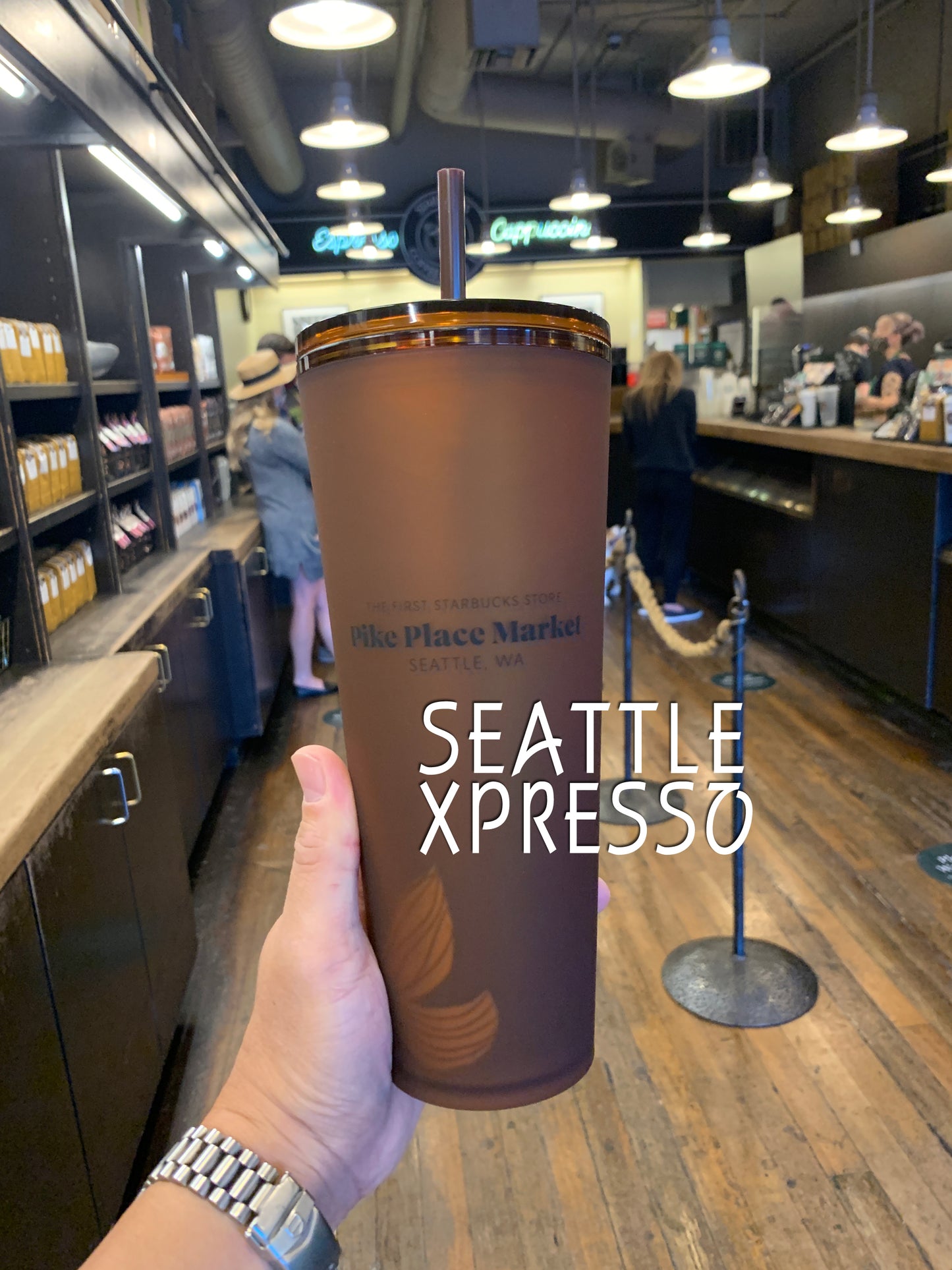 Starbucks Pike Place Amber Siren Soft Touch Plastic Cold Cup