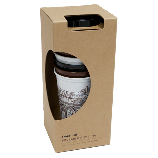 Starbucks Pike Place Market First Store Reusable Hot Cups with Lids, 6 Pack