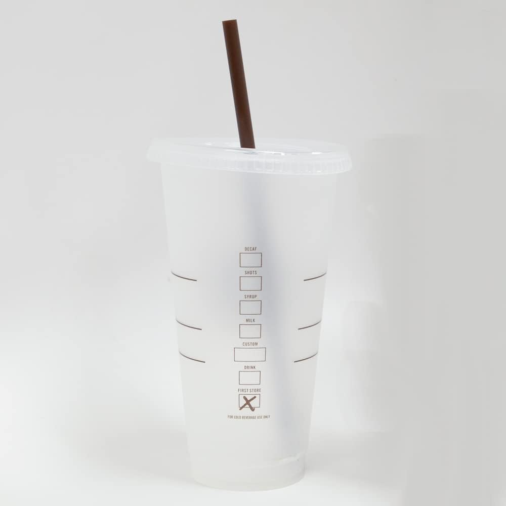 Starbucks Pike Place Plastic Reusable Cold Cup with Lid & Straw - 24 fl oz