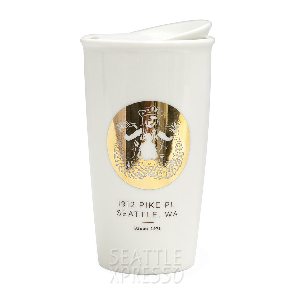 Starbucks Pike Place Gold Double Wall Ceramic Travel Mug